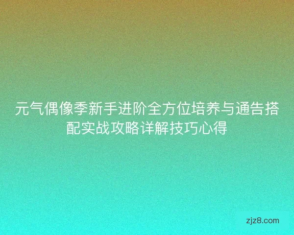 元气偶像季新手进阶全方位培养与通告搭配实战攻略详解技巧心得